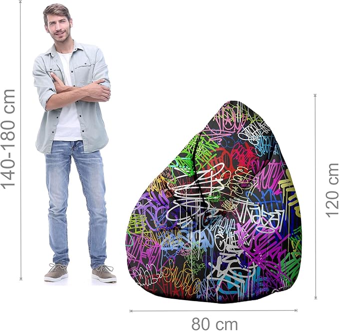 Pearshape Pouf with Footrest Graffiti