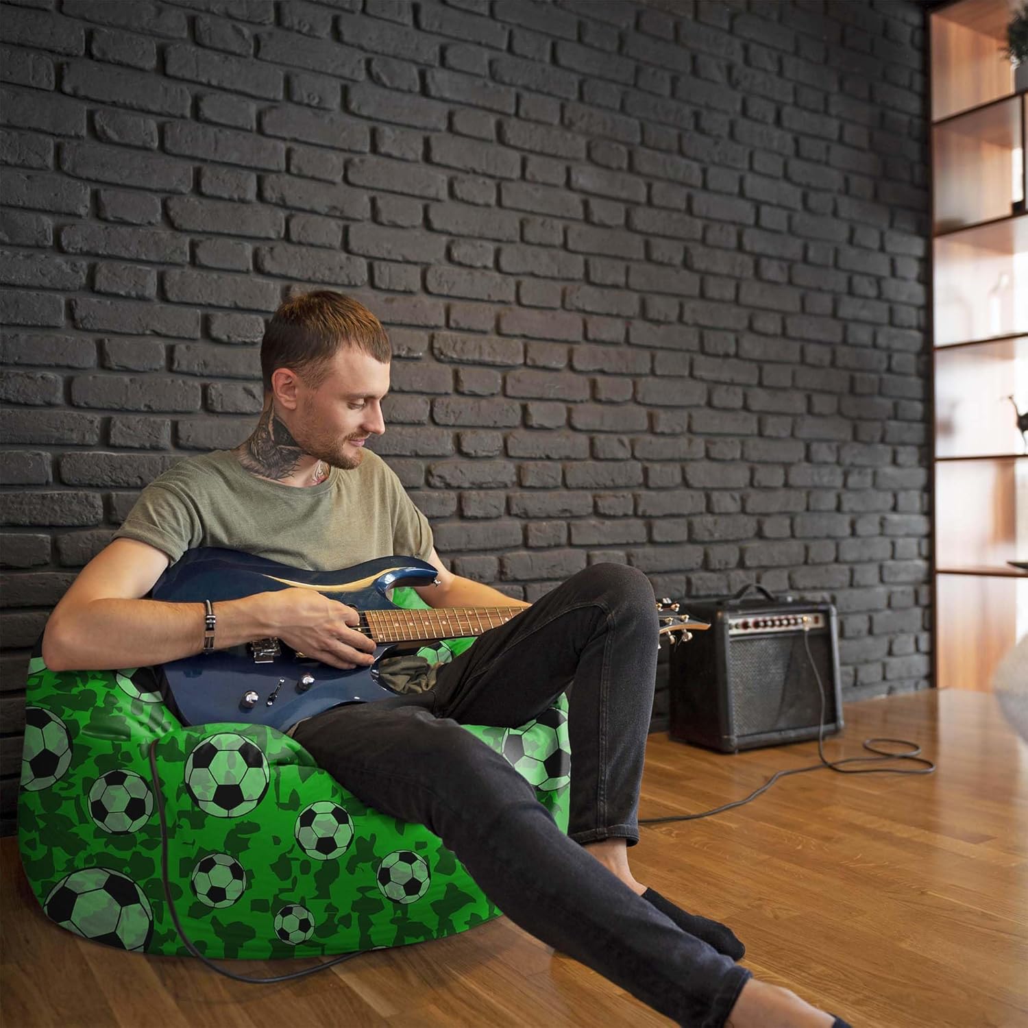 Pearshape Pouf with Footrest Soccer