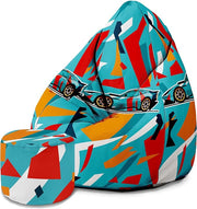 Pearshape Pouf with Footrest Color Cars