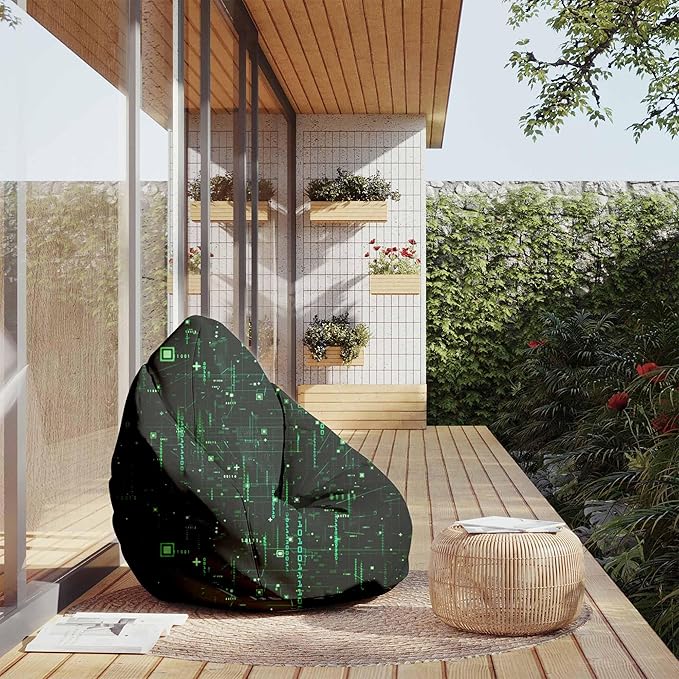 Puf Pearshape s podnožkou Cyberpunk