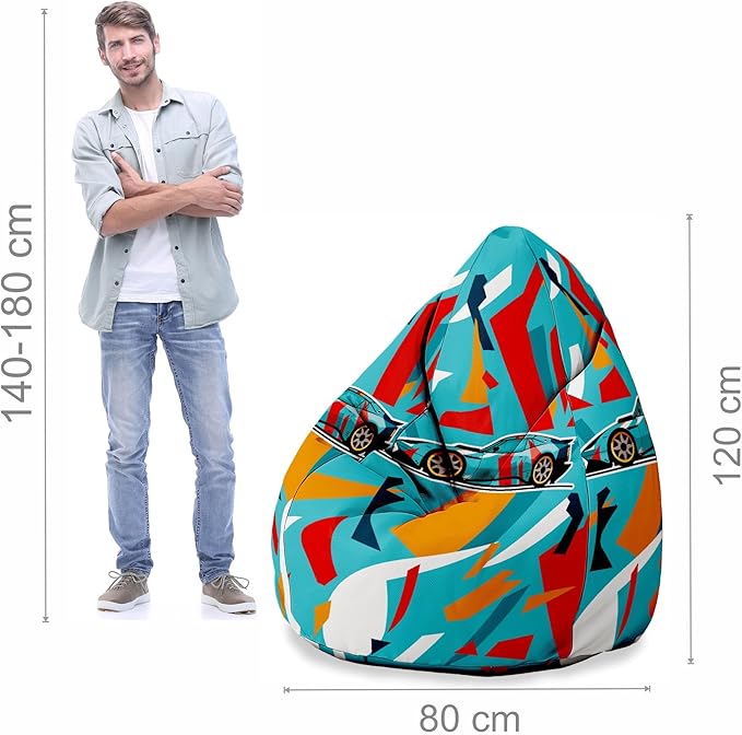 Pearshape Pouf with Footrest Color Cars