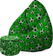 Pearshape Pouf with Footrest Soccer-Velvet