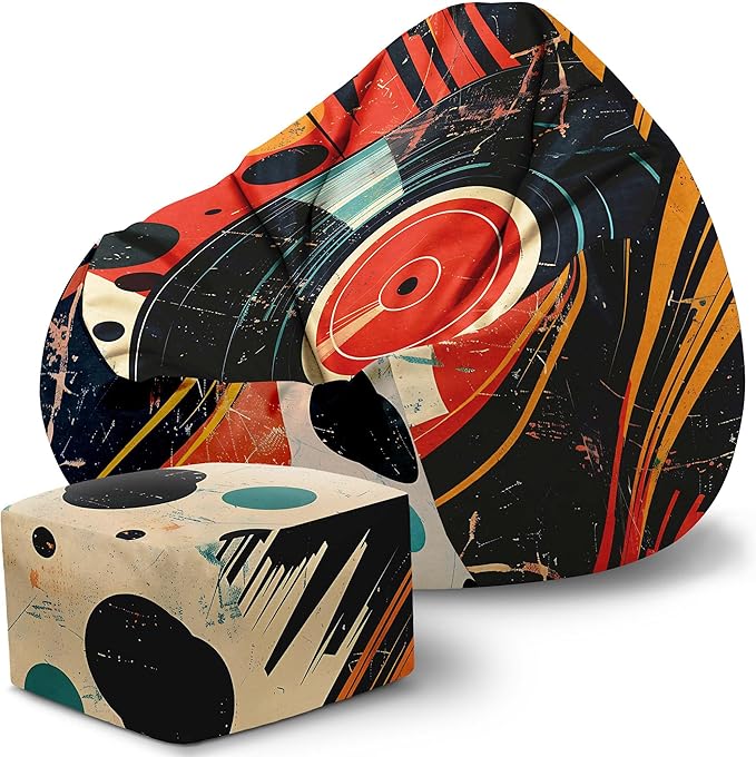 Paradise Pouf with Footrest Music-Velvet