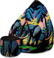 Pearshape Pouf with Footrest Elephant