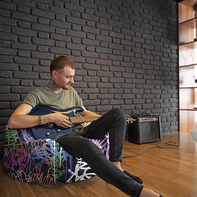 Pearshape Pouf with Footrest Graffiti