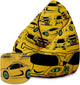 Pearshape Pouf with Footrest Yellow Car-Oxford