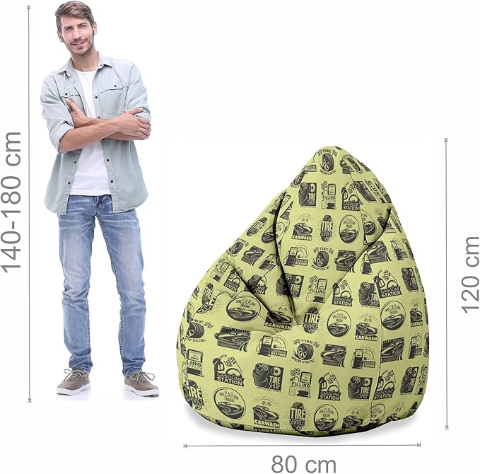 Pearshape Pouf with Footrest Petrol Color-Oxford