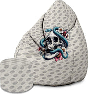 Pearshape Pouf with Footrest Snake Skull Flower-Oxford