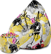 Pearshape Pouf with Footrest Screaming Faces