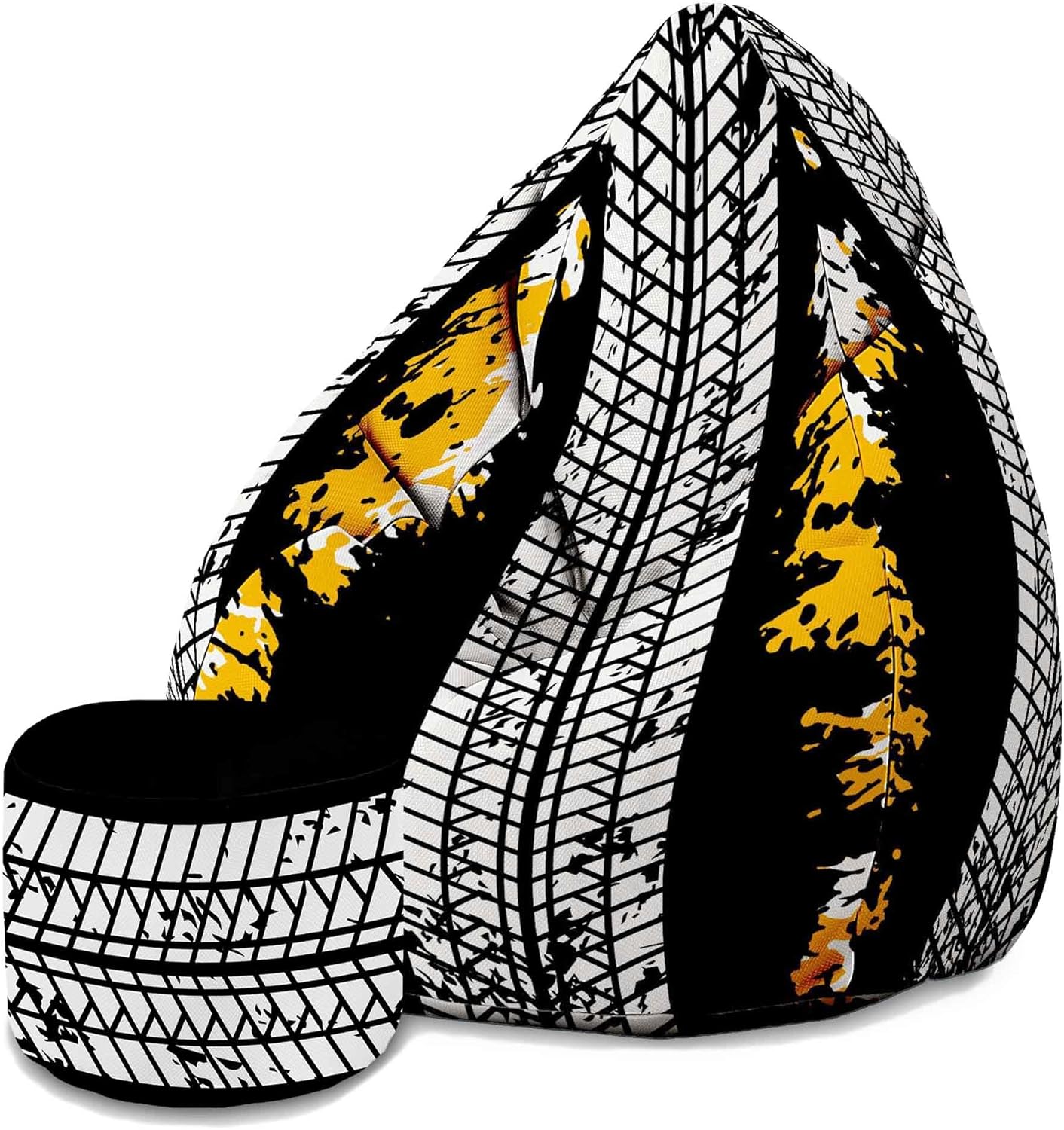 Pearshape Pouf with Footrest Tire Marks