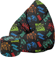 Pearshape Pouf with Footrest Game Zone-Velvet