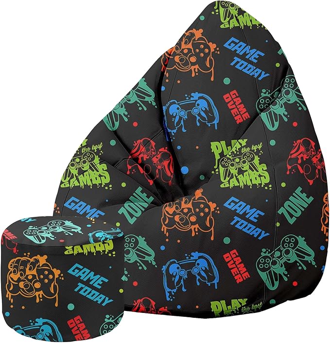 Pearshape Pouf with Footrest Game Zone-Oxford