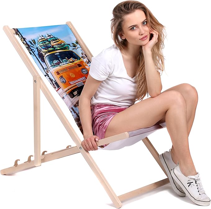 Vintage Wooden Deck Chair Hippie