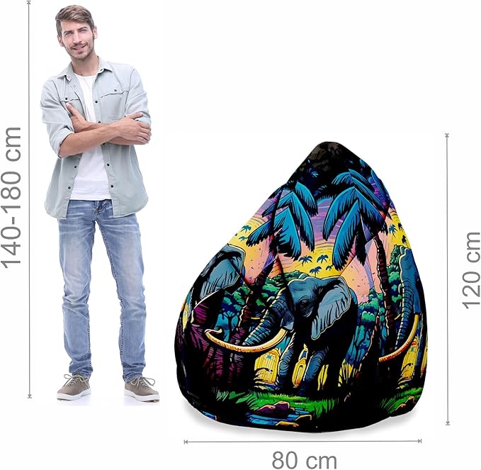 Pearshape Pouf with Footrest Elephant