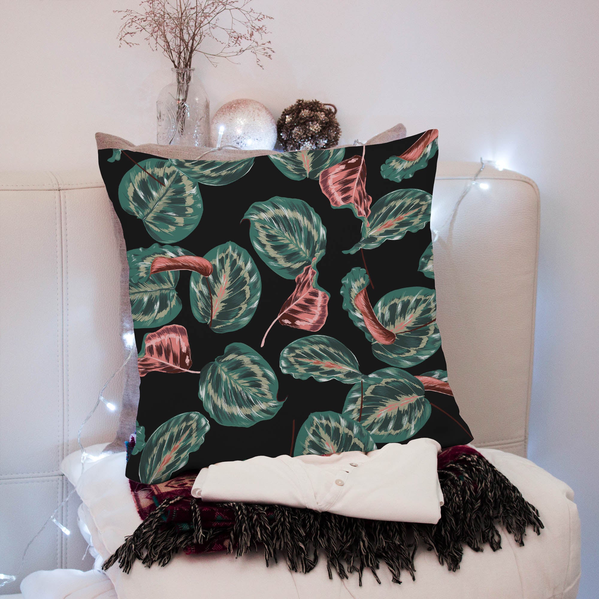 Red Tropical Maranta-Flat Microfiber