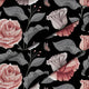 Dunkles Vintage-Blumenmuster-Samt