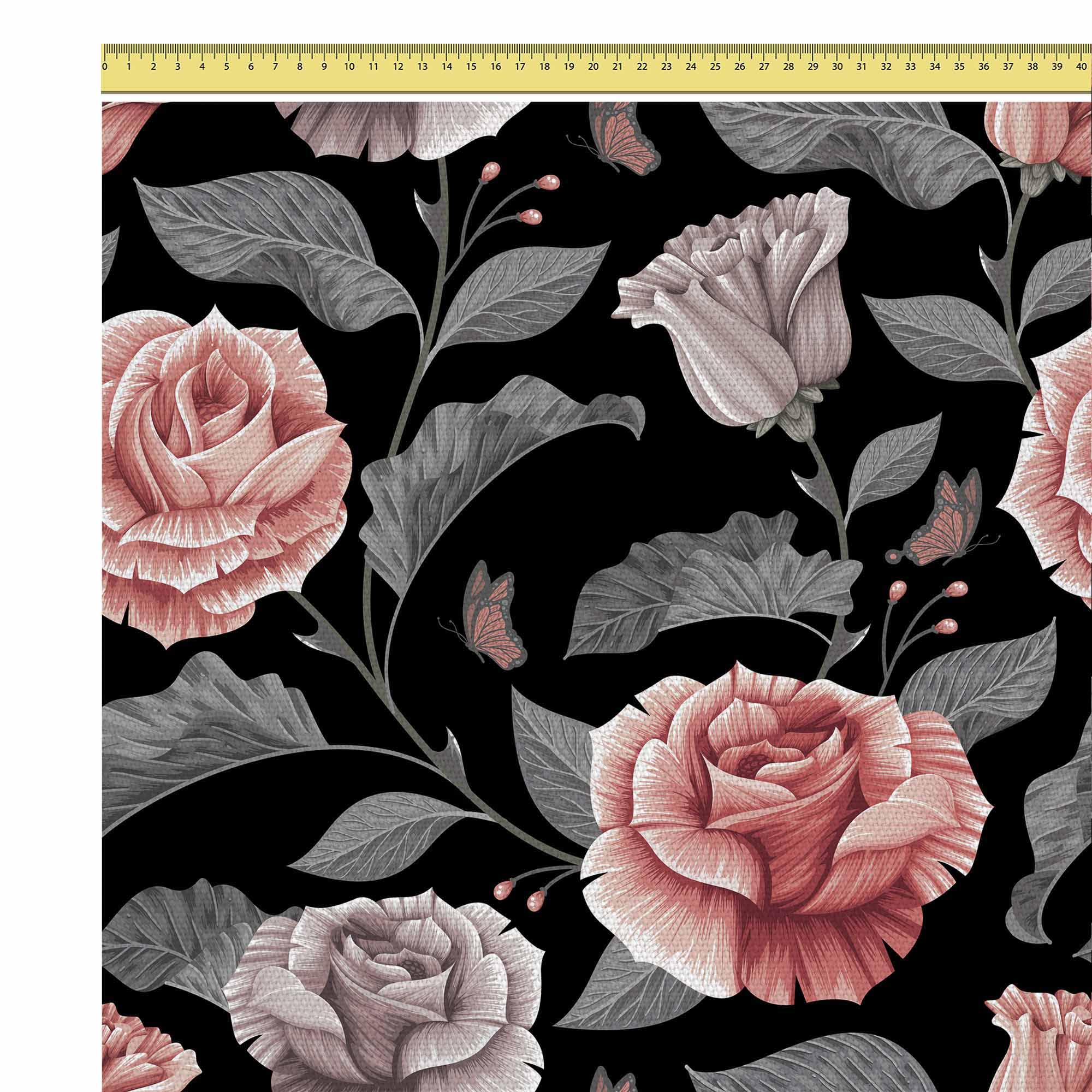Dunkles Vintage-Blumenmuster-Samt