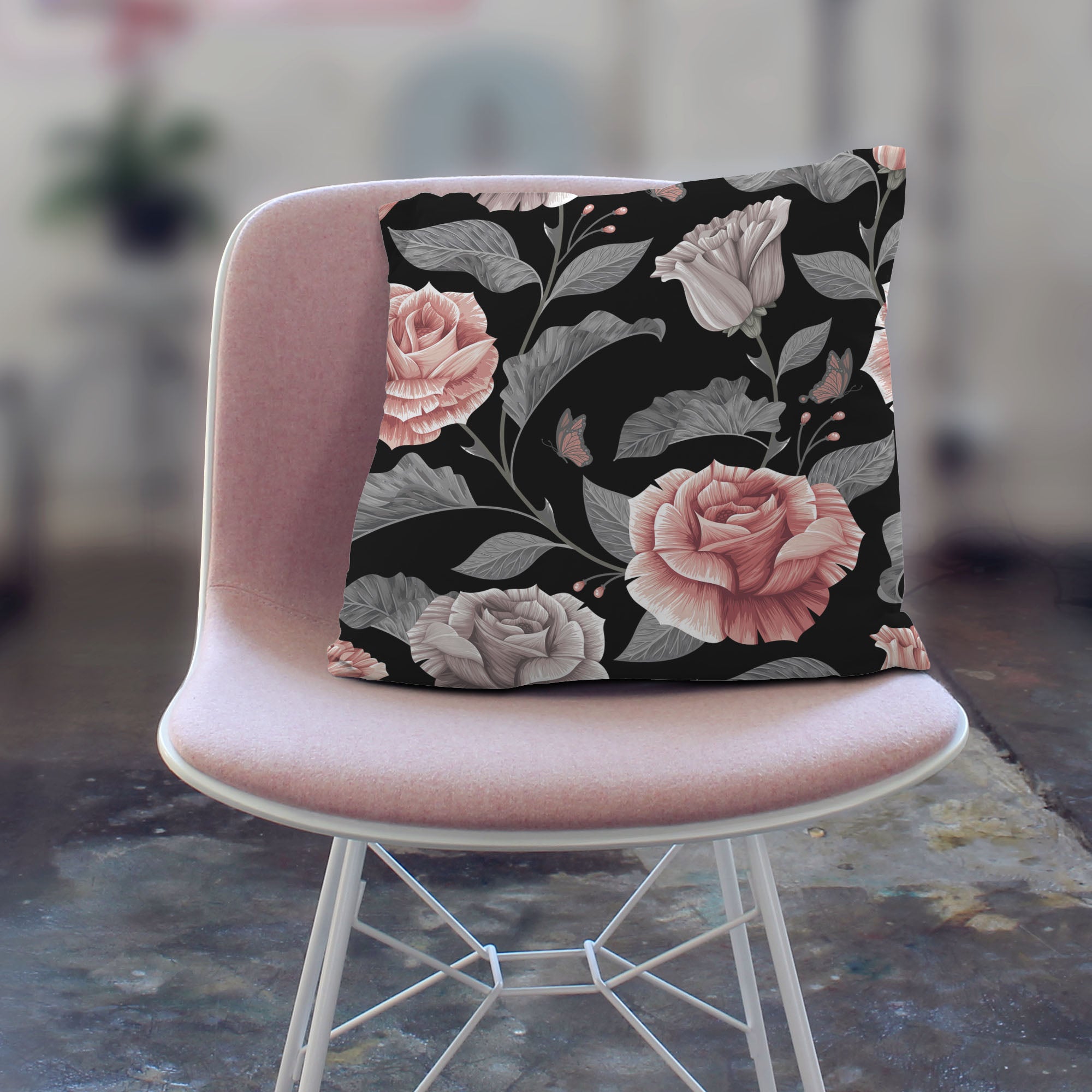 Dunkles Vintage-Blumenmuster-Samt
