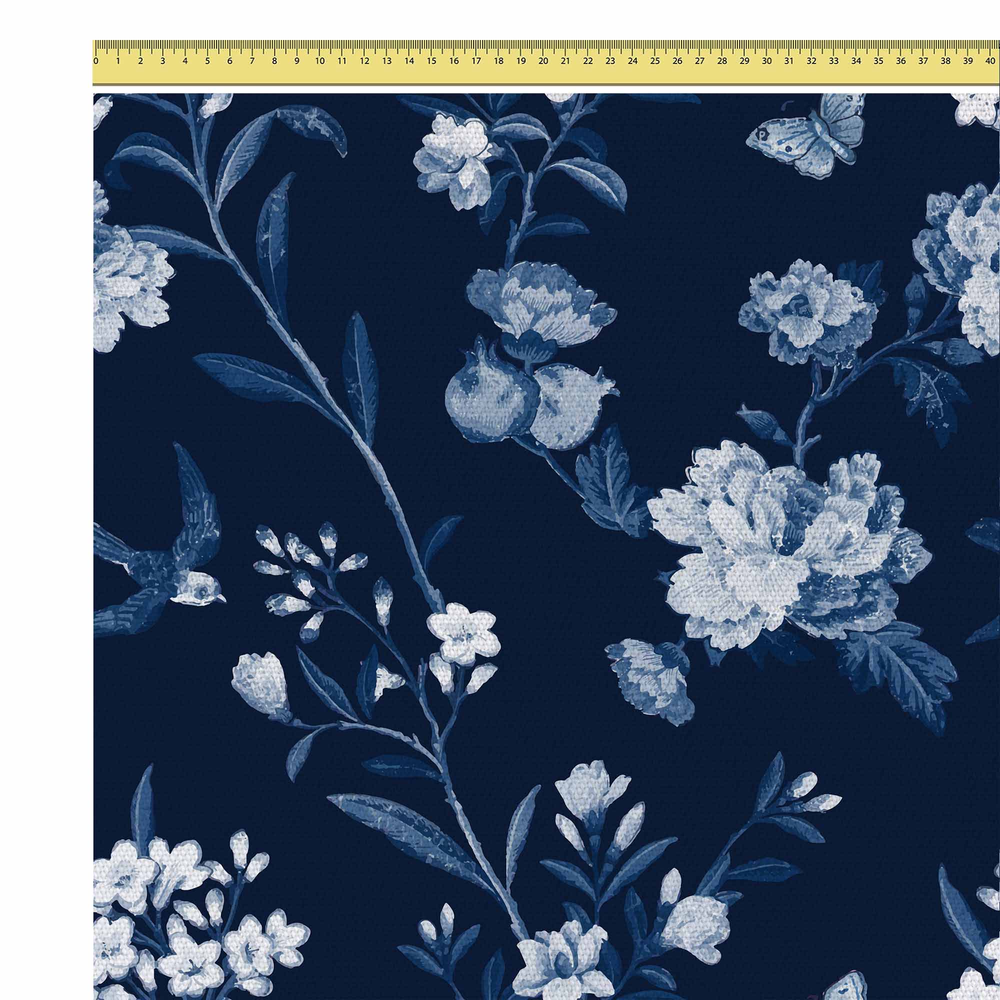 Blue Botanical-Flat Microfiber