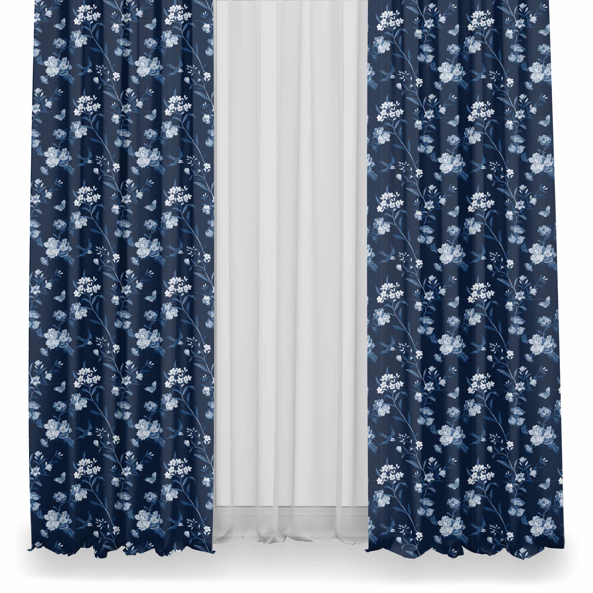 Blue Botanical Tablecloth Fabric