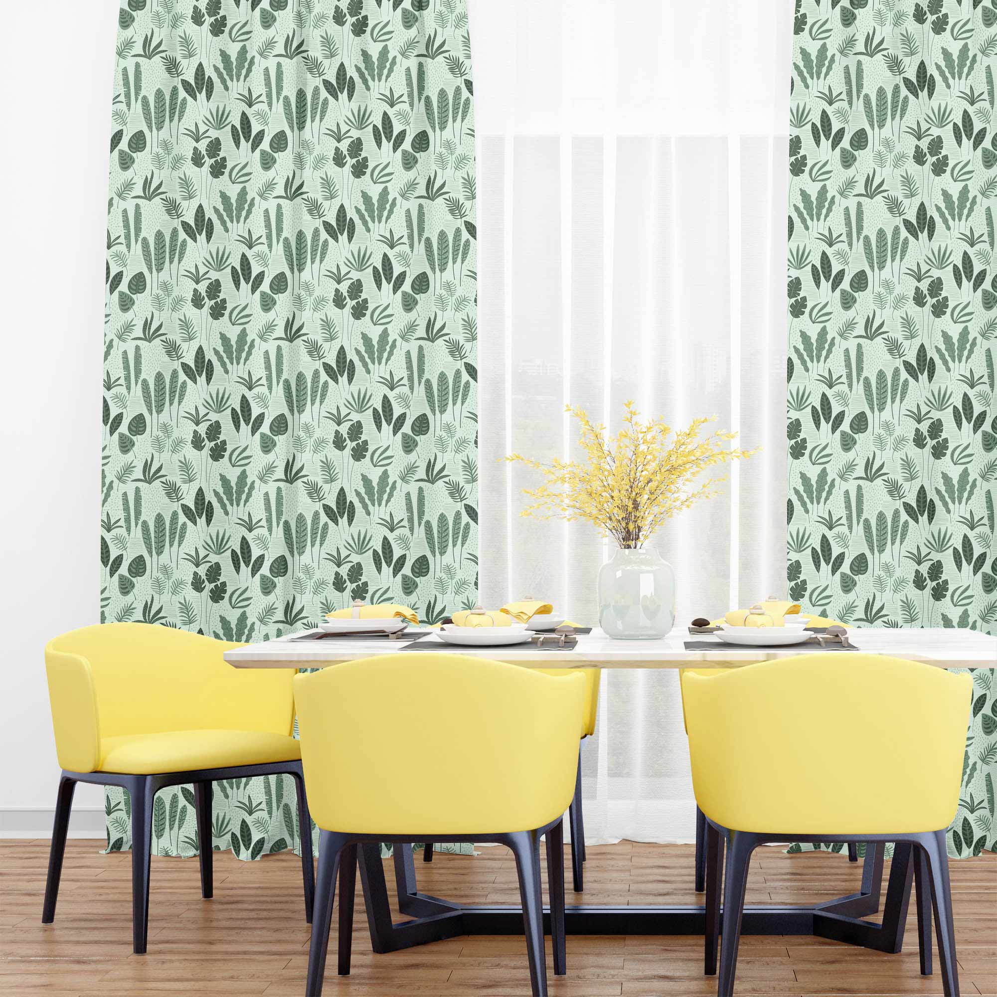 Tropical Green Leaves-Velvet