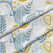 Grey Floral Pattern-Flat Microfiber