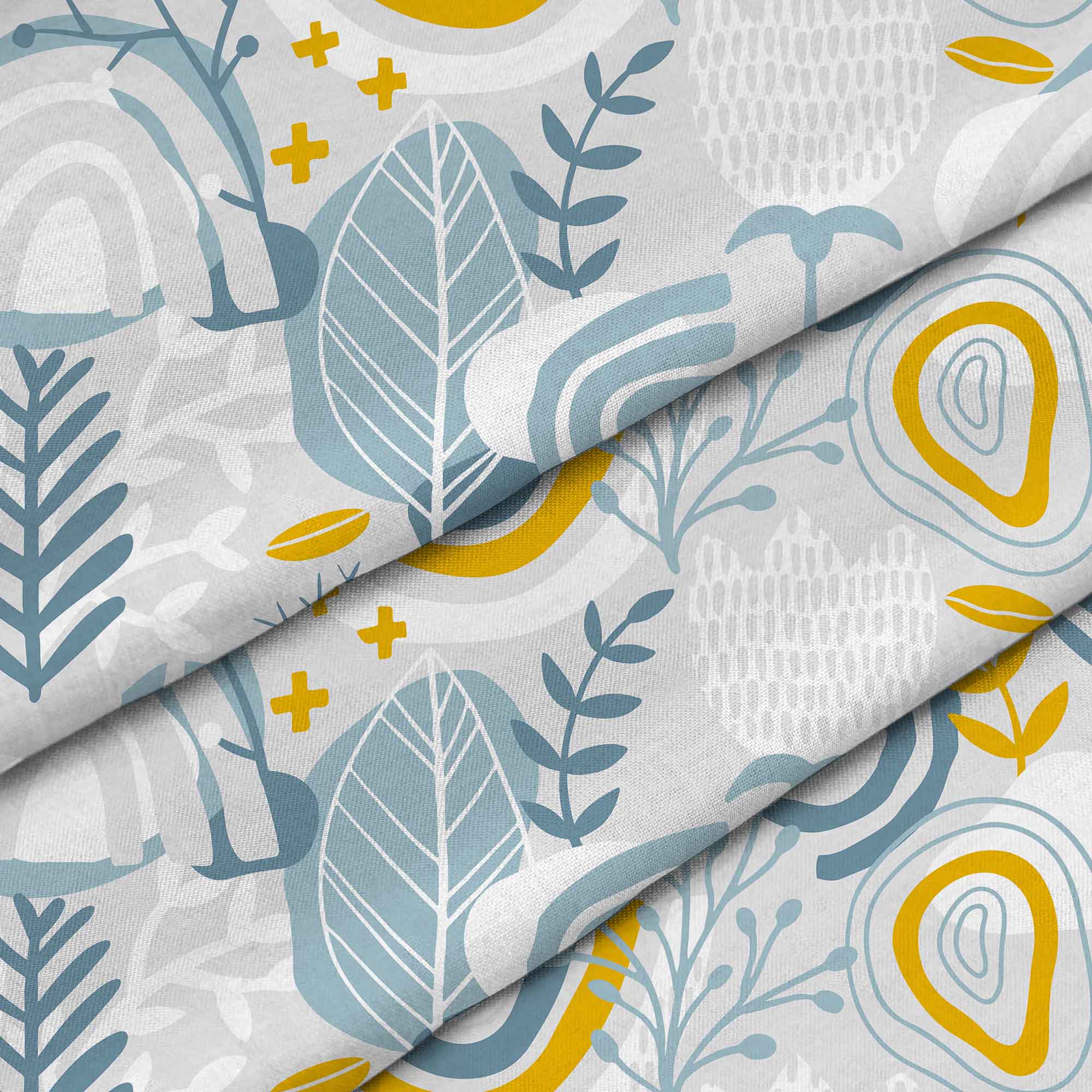 Grey Floral Pattern-Flat Microfiber