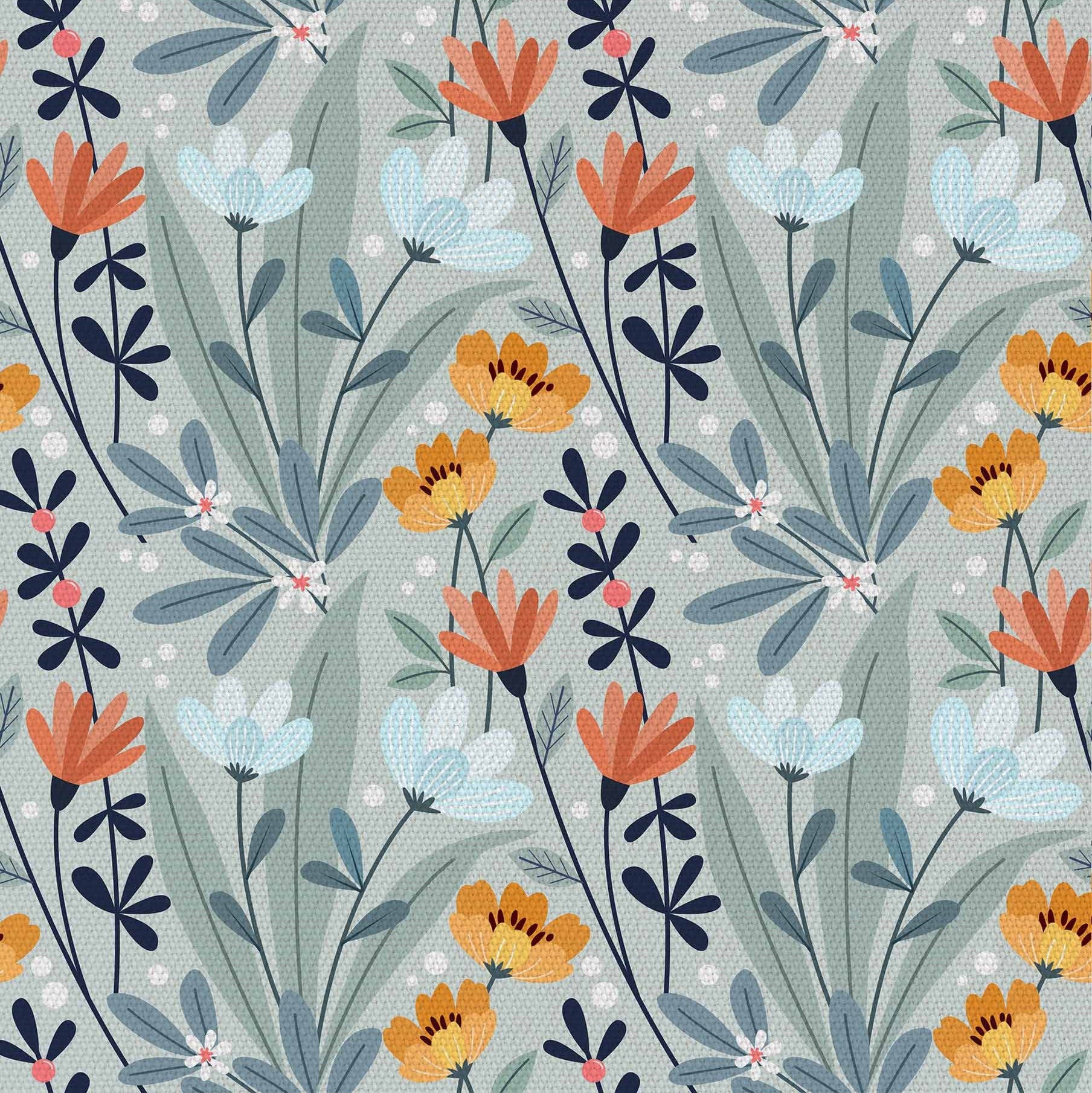 Handdrawn Flowers-Tablecloth Fabric