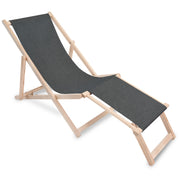 Holzliege mit Fußstütze Leinenoptik Stony Beach