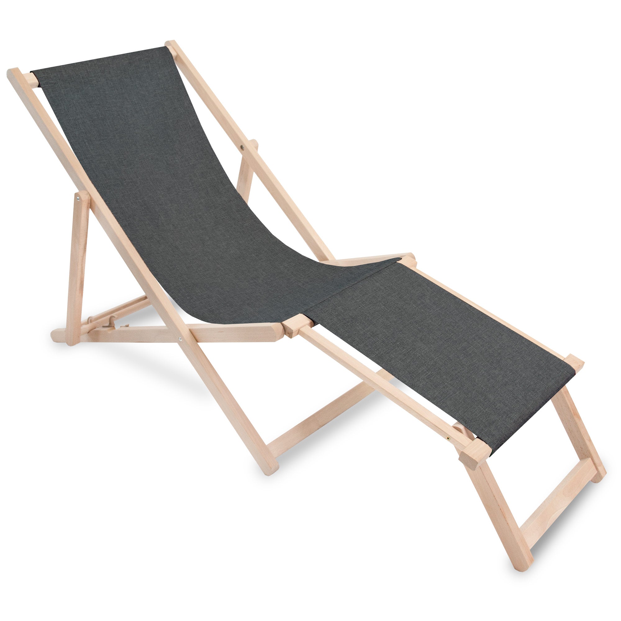 Holzliege mit Fußstütze Leinenoptik Stony Beach