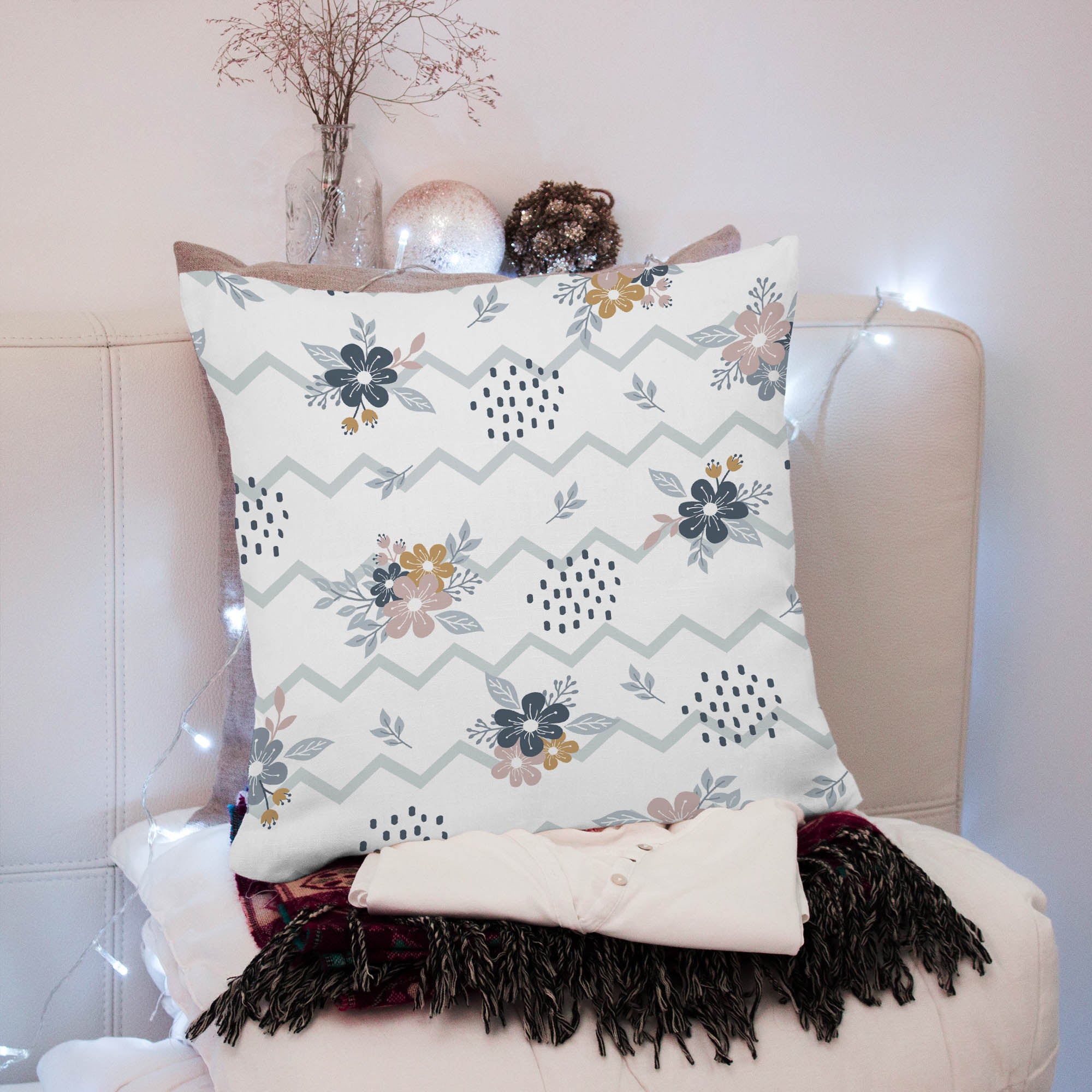 Chevron and Flowers Flat Microfiber