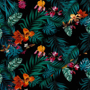 Dark Botanic Red Tablecloth Fabric