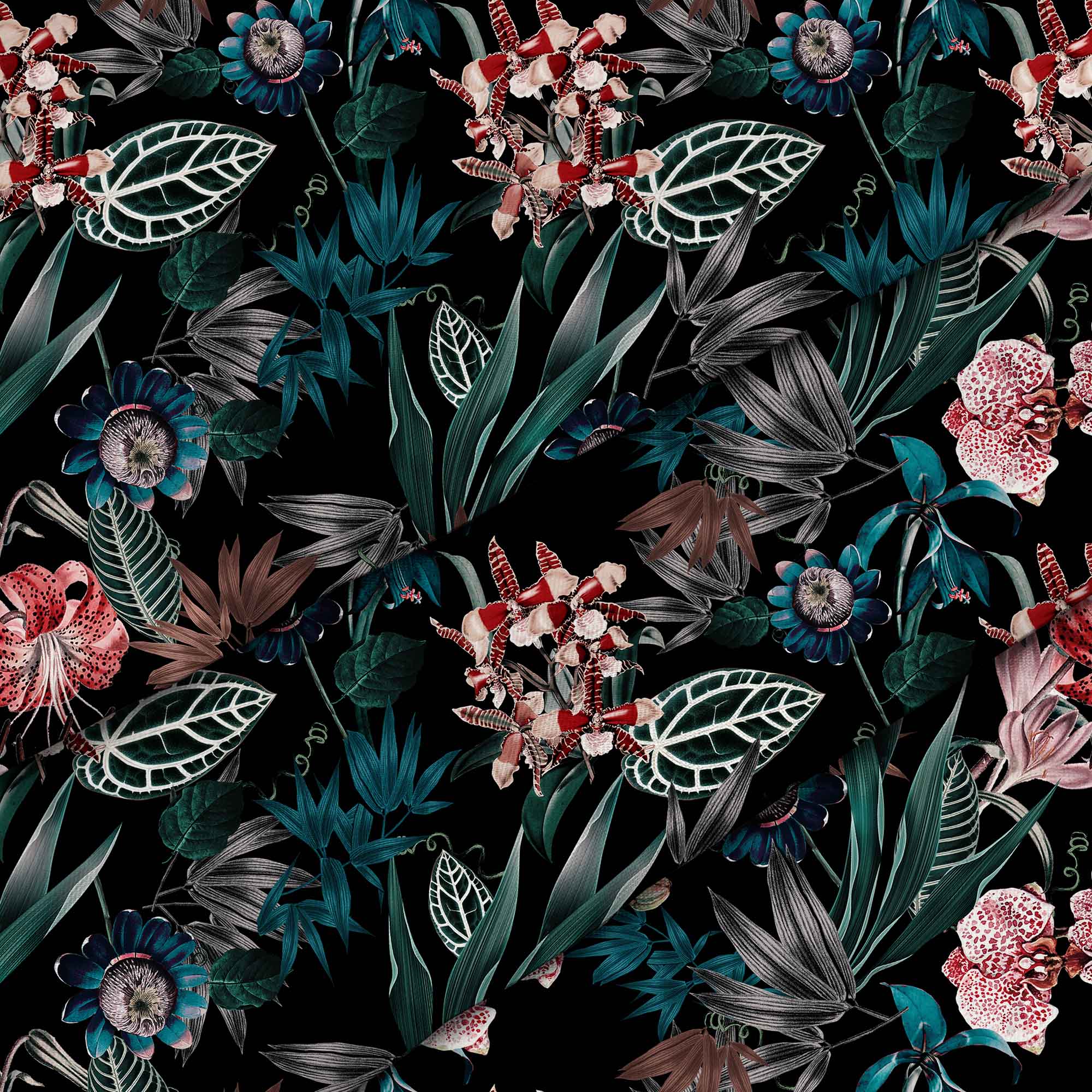 Dark Botanic Flat Microfiber