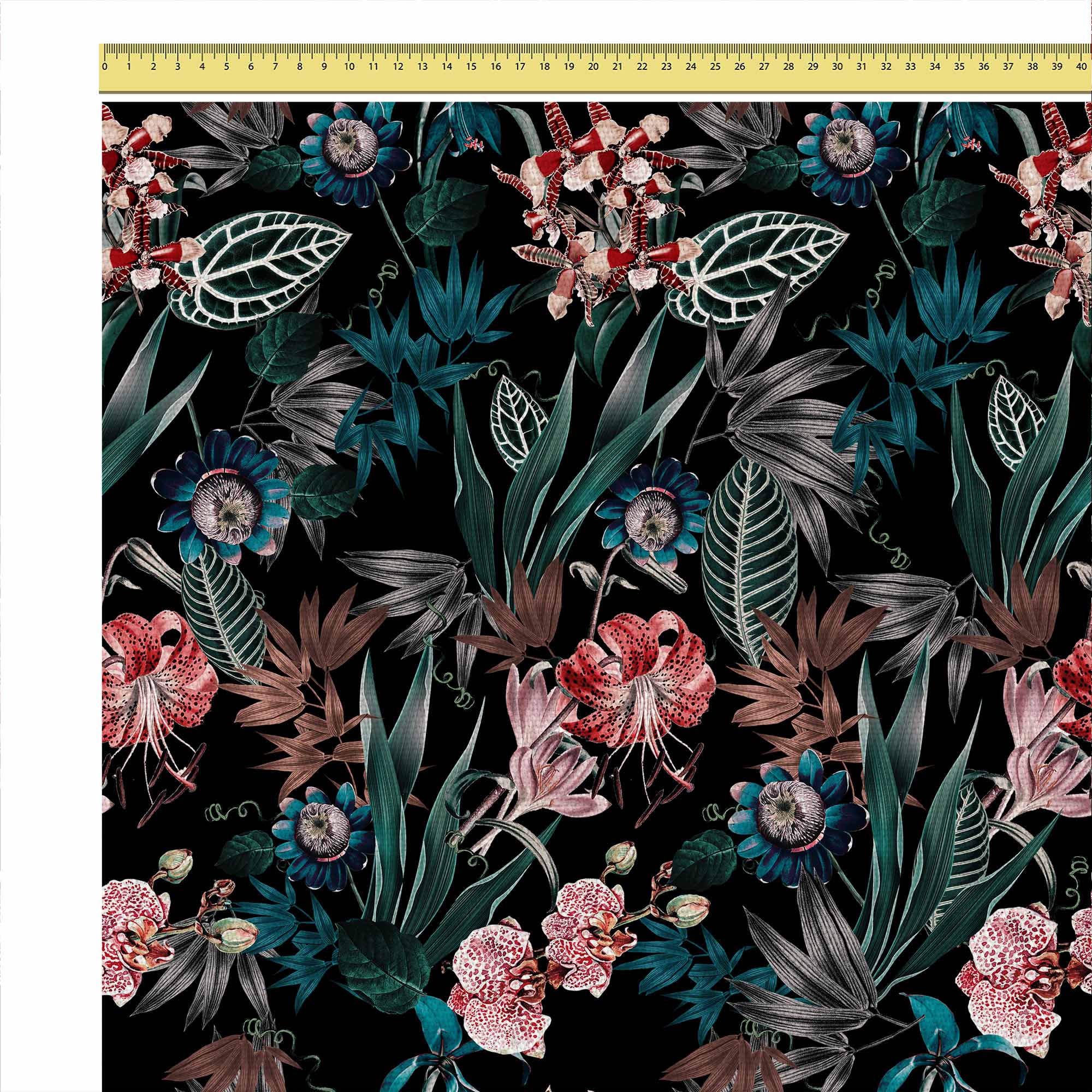 Dark Botanic Flat Microfiber