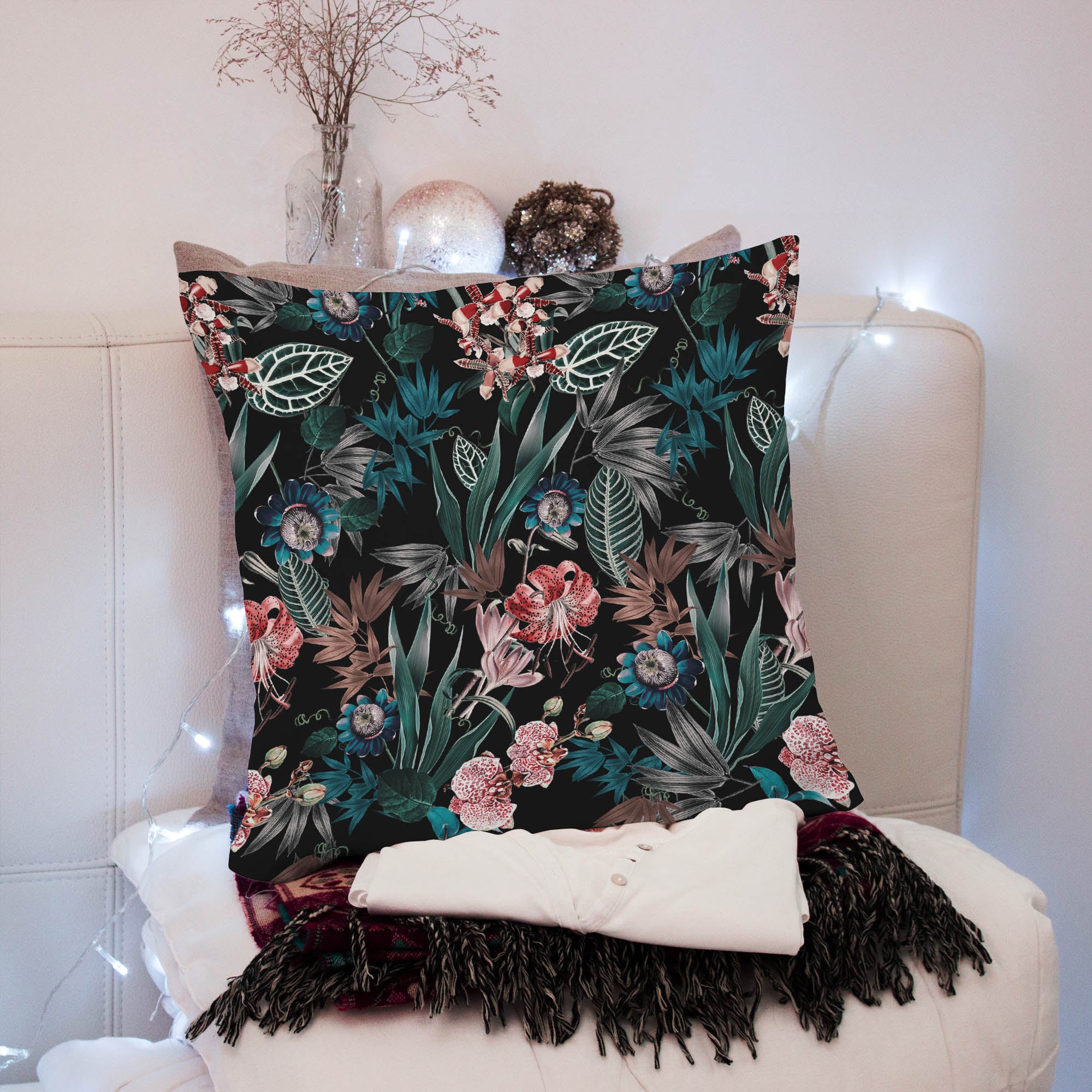 Dark Botanic Flat Microfiber