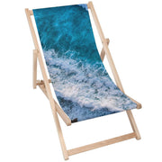 Vintage Wooden Deck Chair Beach Waves