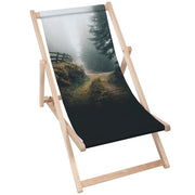 Vintage Wooden Deck Chair Foggy Landscape