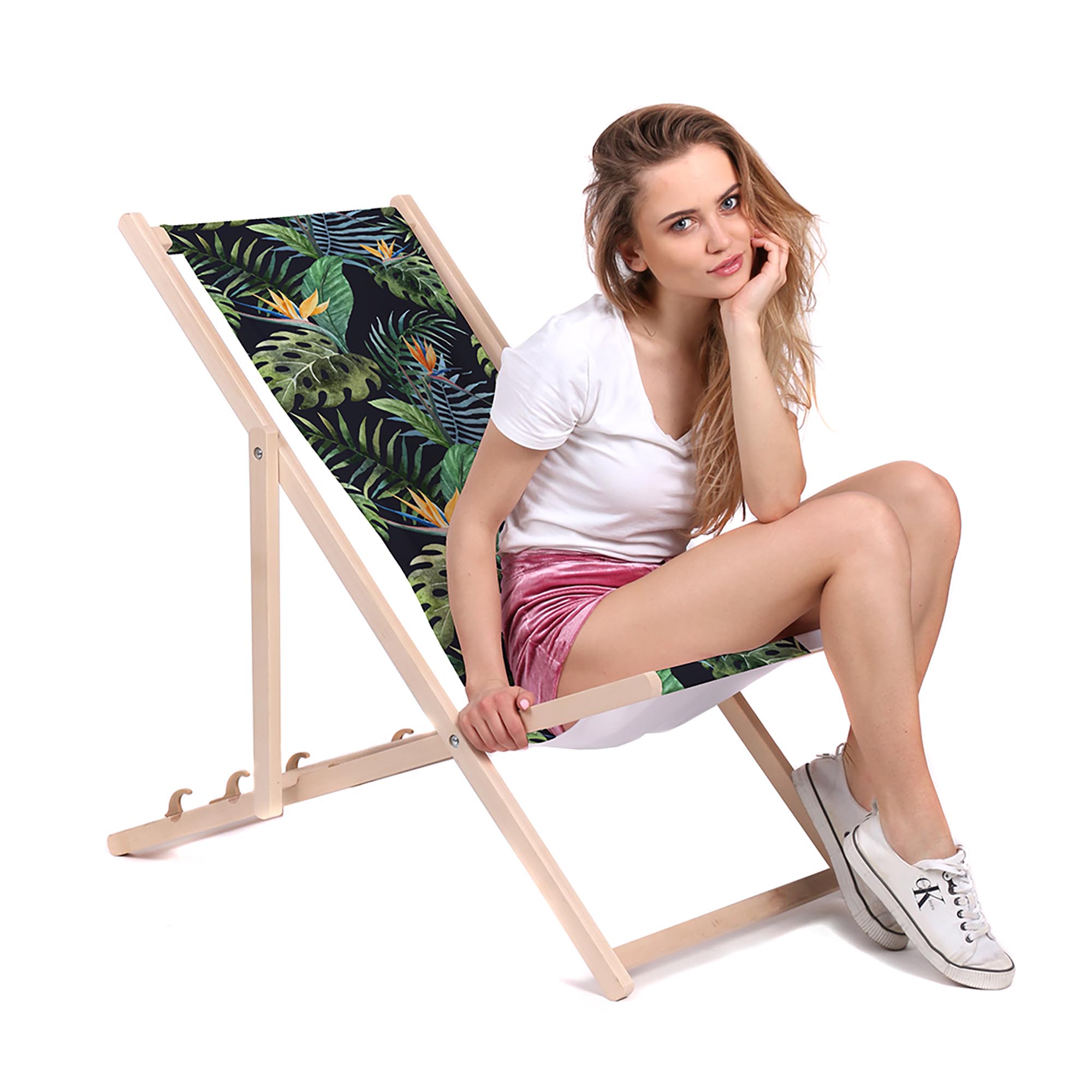 Wooden Lounger Watercolor On Black-M