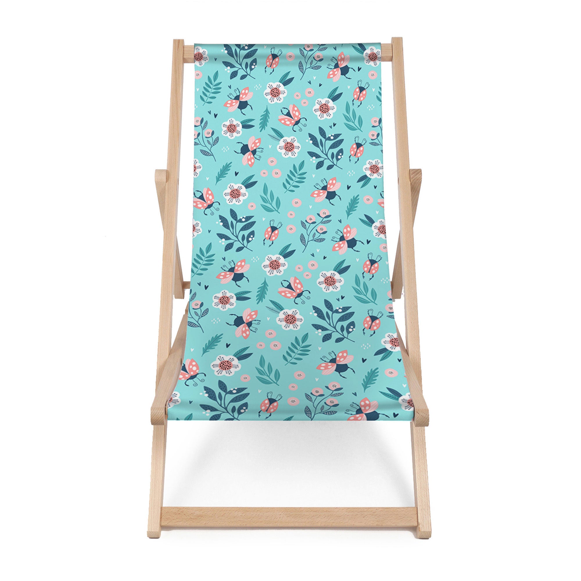 Wooden Deck Chair Ladybugs and Flowers-M