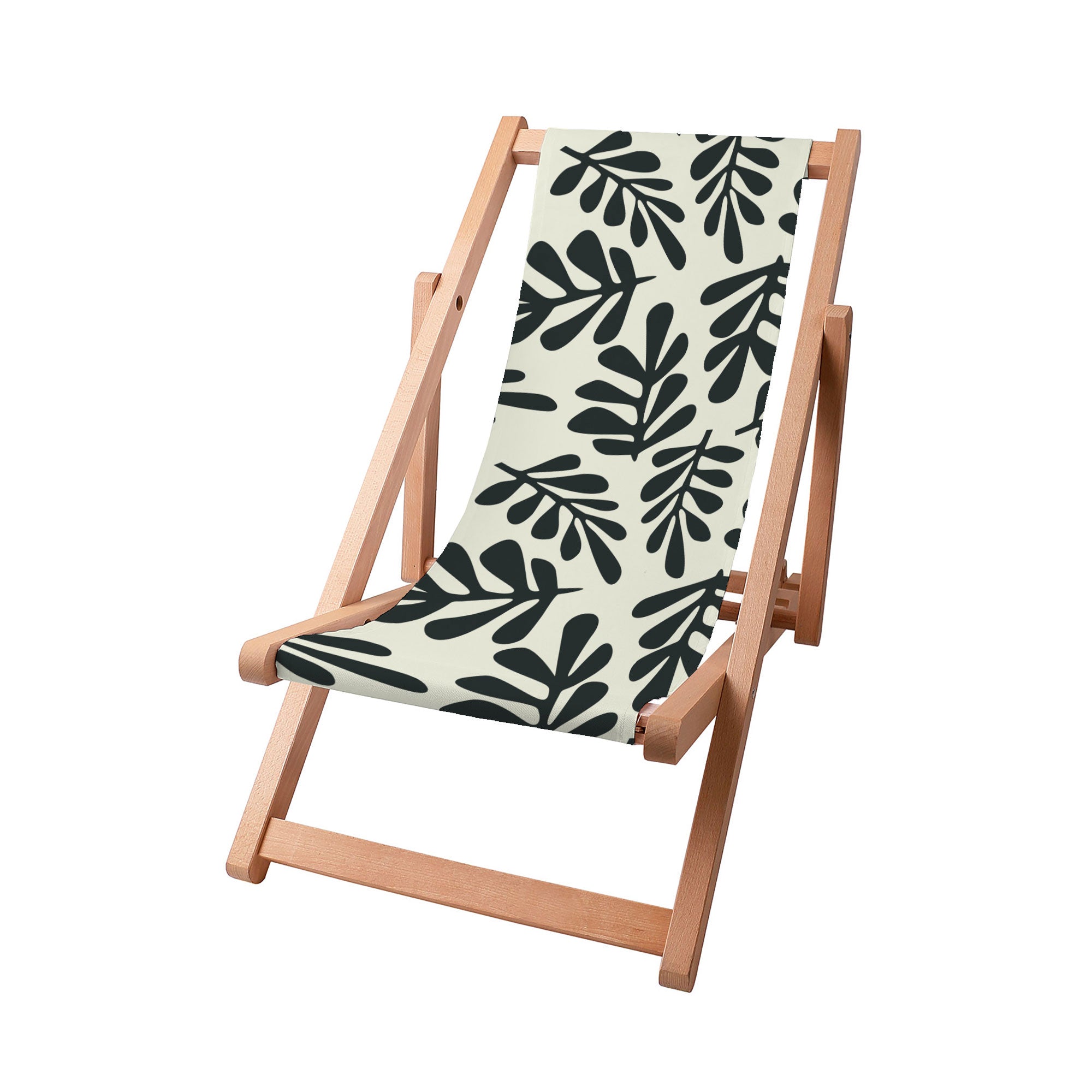 Wooden Deck Chair Artistic Abstract Leaves