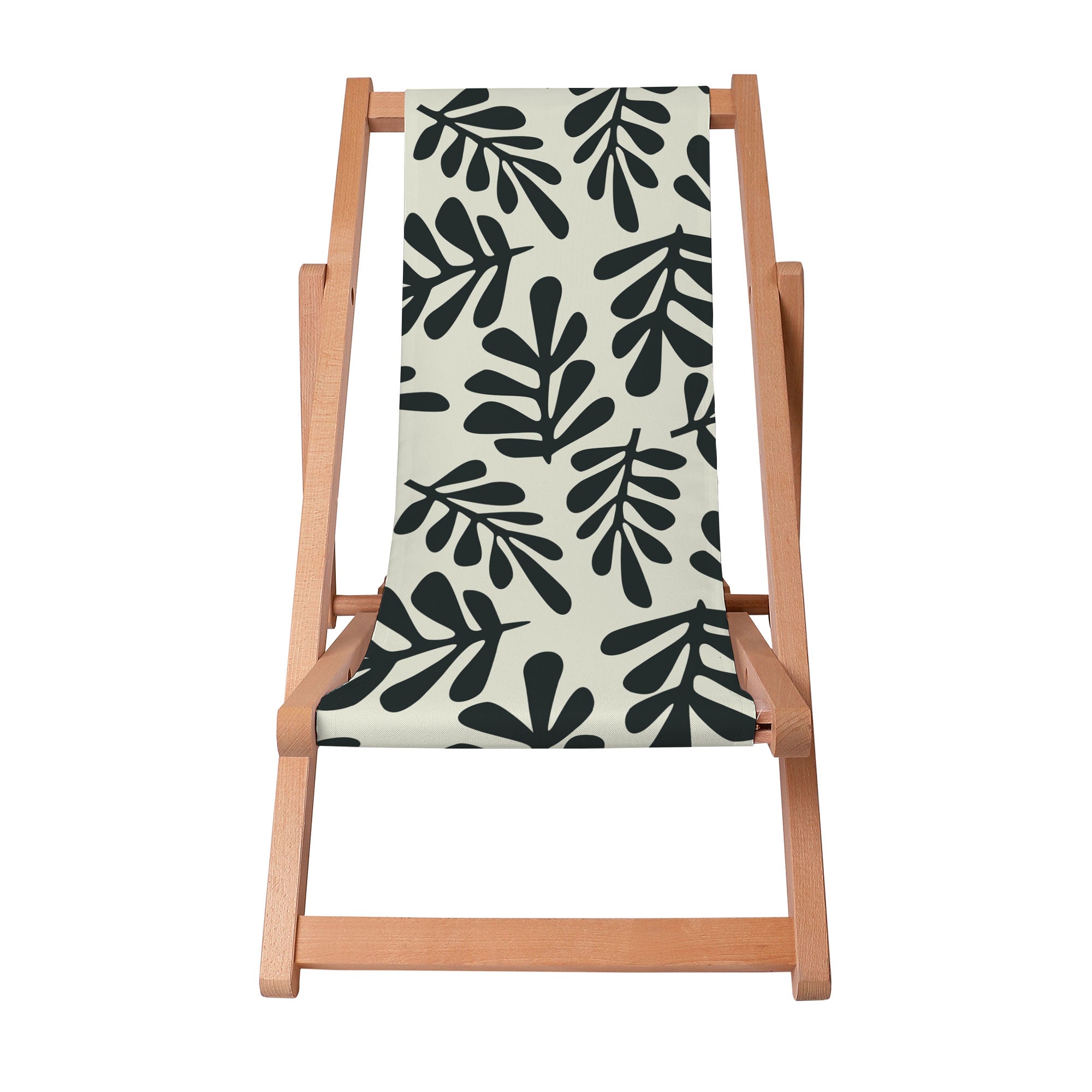 Wooden Deck Chair Artistic Abstract Leaves