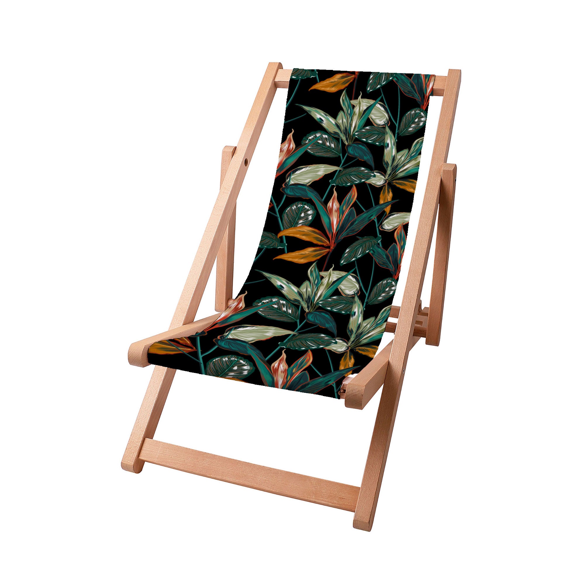Wooden Deck Chair Black Tropical Forest