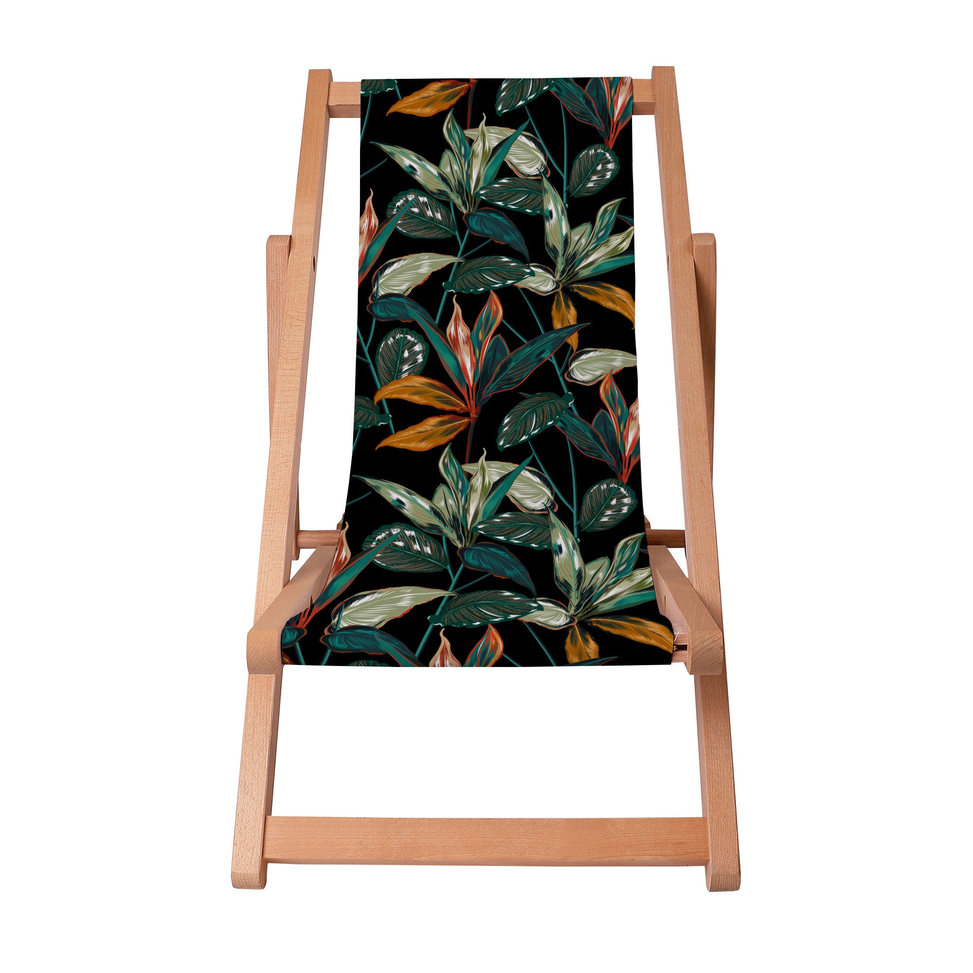 Wooden Deck Chair Black Tropical Forest-S