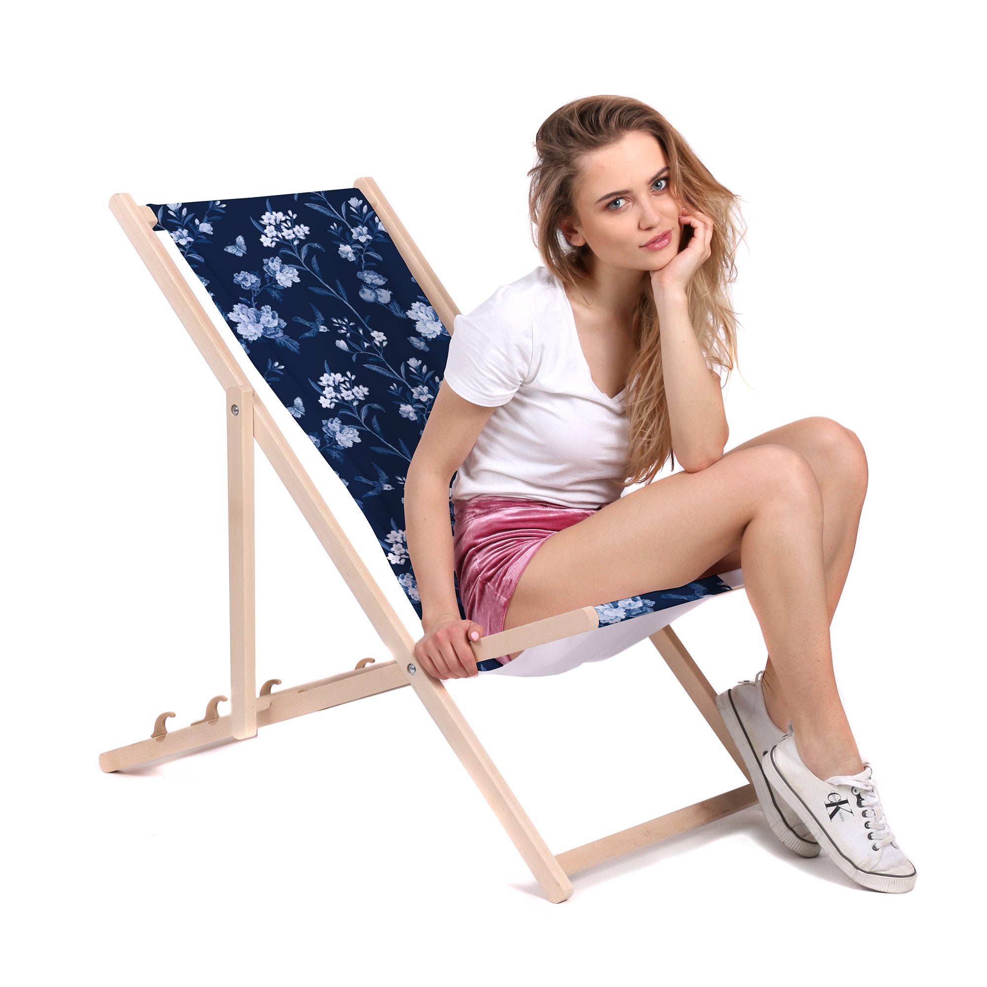 Leżak drewniany Blue Botanical-M
