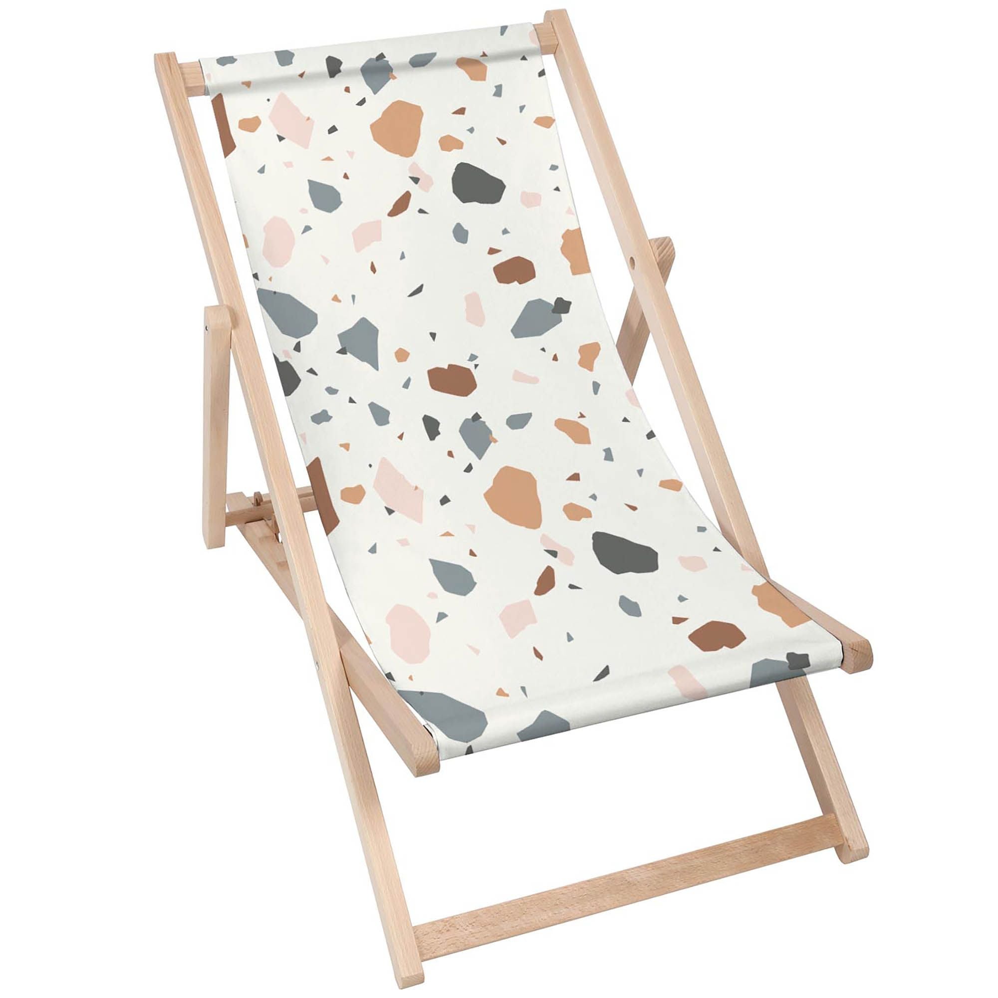 Wooden Deck Chair Ecru Terrazzo-M