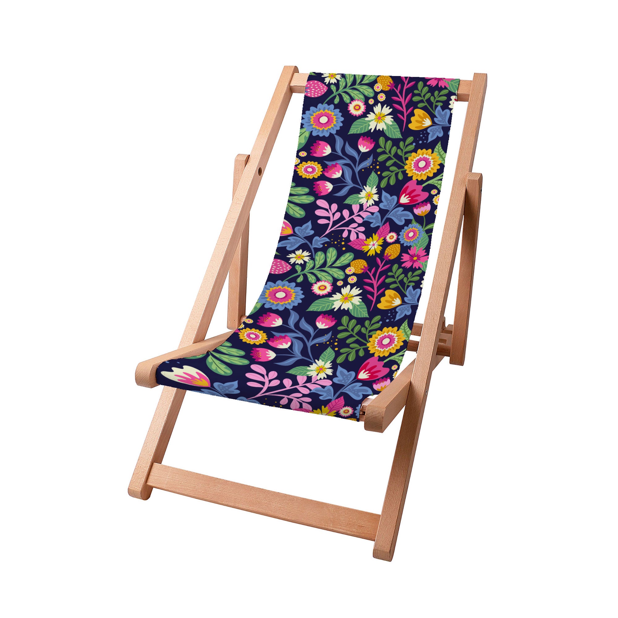 Wooden Deck Chair Exotic Floral