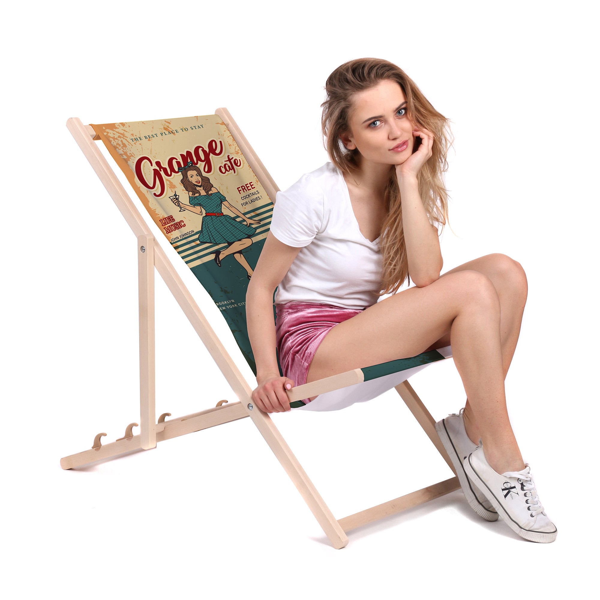 Wooden Deck Chair Garage Cafe