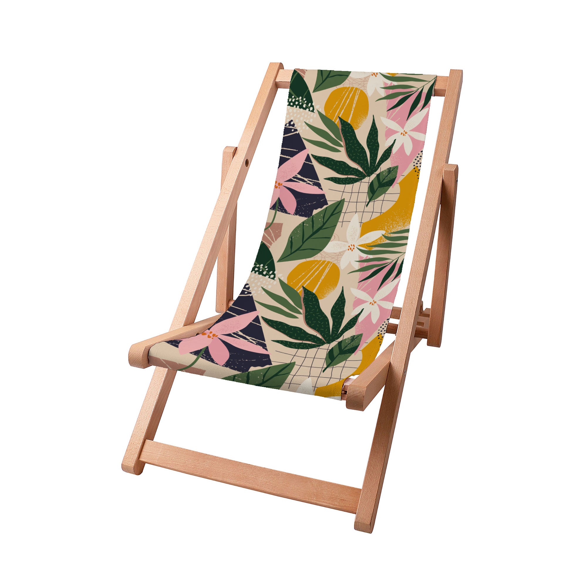Wooden Deck Chair Collage Floral