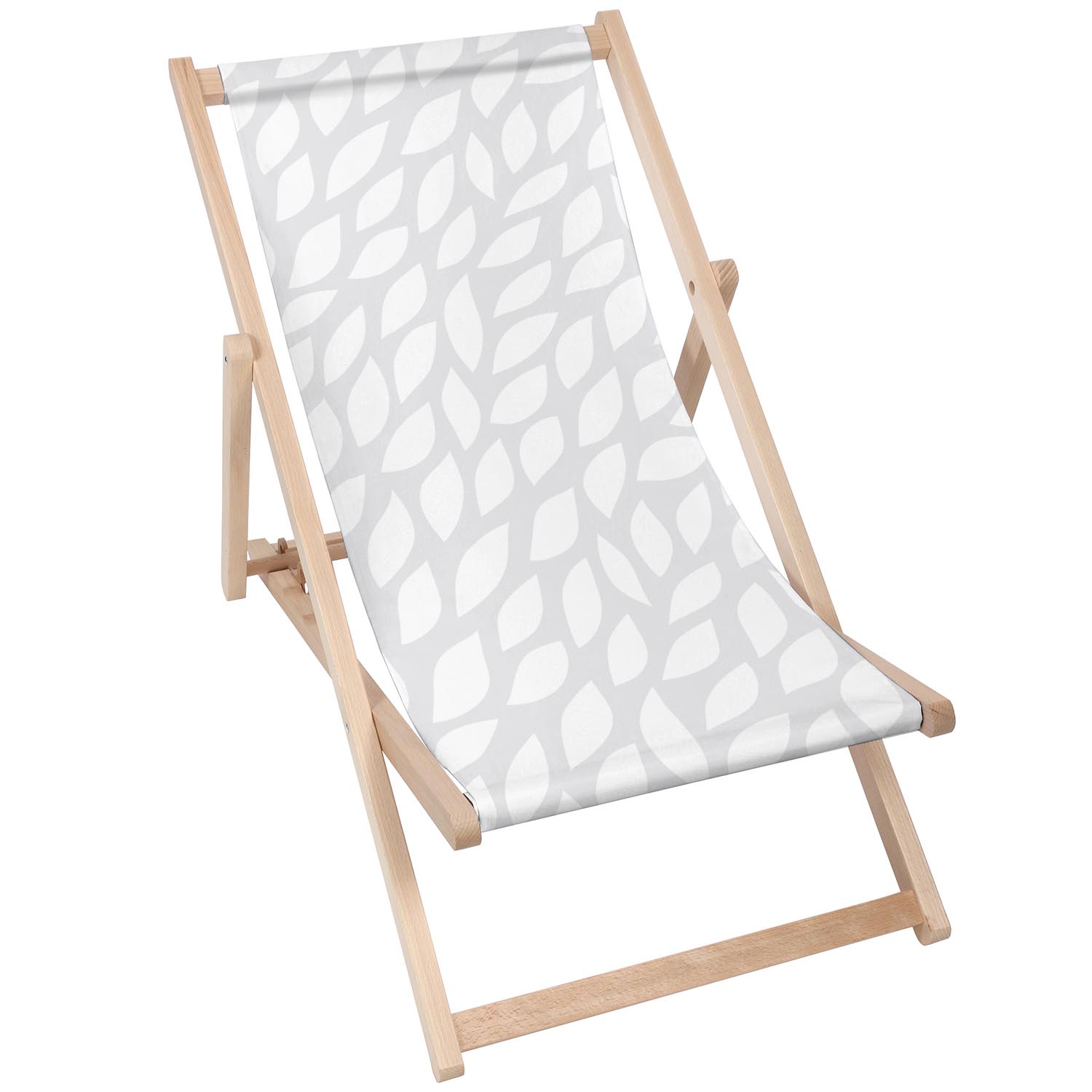 Wooden Deck Chair Gray Abstract Leaves-M