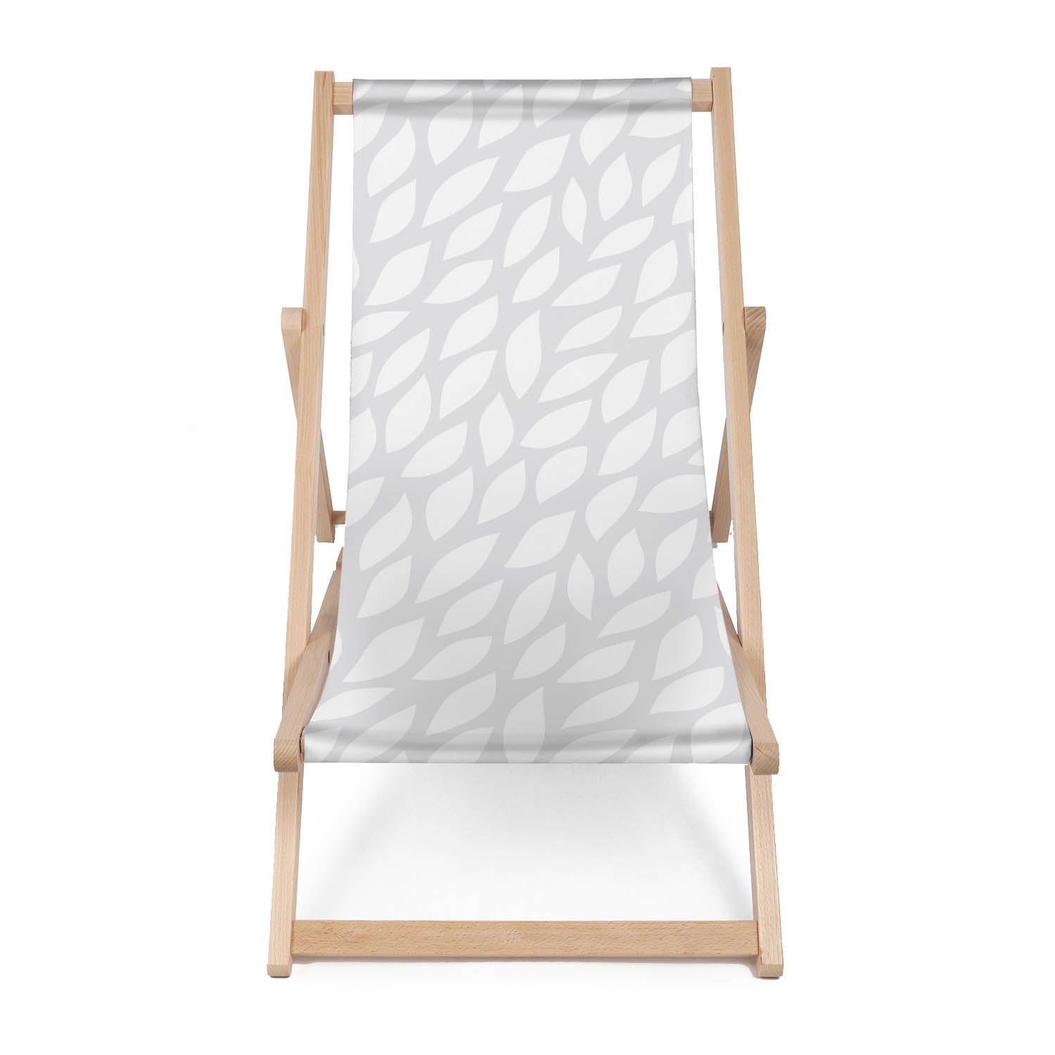 Wooden Deck Chair Gray Abstract Leaves-M
